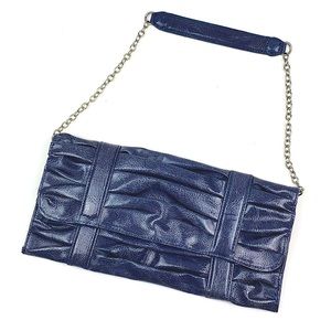Xhilaration Faux Leather Chain Strap Clutch Bag Gray Blue Shoulder Bag Evening